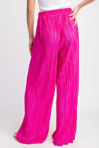 Hot Pink Pleated Straight Leg Pants