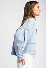 Denim Mineral Washed Denim V-Neck Long Sleeve Top