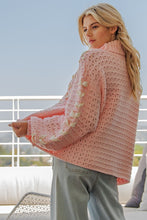 Dusty Pink Bow Lace Point Turtle Neck Sweater