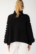 Black Bow Lace Point Turtle Neck Sweater