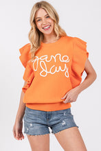 Burnt Orange/White Ruffle Sleeve Gameday Sweater Top