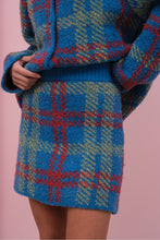 Blue Check Playful Check Cardigan And Skirt Set