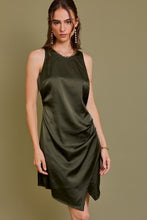 Olive Sleeveless Asymmetric Hem Line Dress