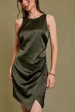 Olive Sleeveless Asymmetric Hem Line Dress