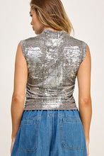 Taupe/Silver Foil Print Knit Top