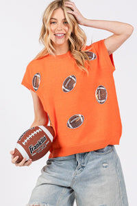 Orange Gameday Football Patch Sweater Top