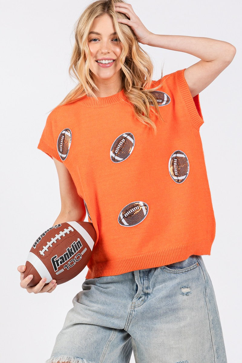 Orange Gameday Football Patch Sweater Top