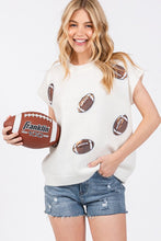 White Gameday Football Patch Sweater Top