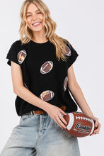 Black Gameday Football Patch Sweater Top