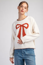 Oatmeal Bow Stitch Long Sleeve Sweater Top