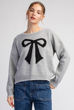 H.Grey Bow Stitch Long Sleeve Sweater Top