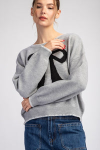 H.Grey Bow Stitch Long Sleeve Sweater Top