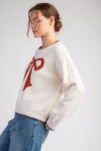 Oatmeal Bow Stitch Long Sleeve Sweater Top