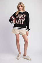 Black Striped Game Day Pullover Sweatshirt