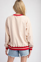 Oatmeal Striped Game Day Pullover Sweatshirt