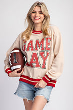 Oatmeal Striped Game Day Pullover Sweatshirt