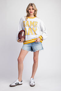 H.Grey Striped Game Day Pullover Sweatshirt