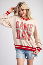 Oatmeal Striped Game Day Pullover Sweatshirt