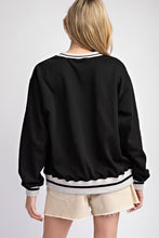 Black Striped Game Day Pullover Sweatshirt