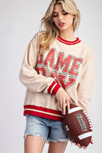 Oatmeal Striped Game Day Pullover Sweatshirt