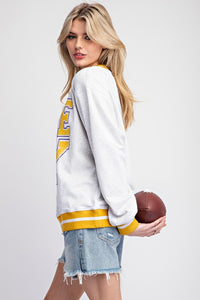 H.Grey Striped Game Day Pullover Sweatshirt