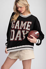 Black Striped Game Day Pullover Sweatshirt