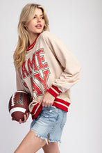 Oatmeal Striped Game Day Pullover Sweatshirt