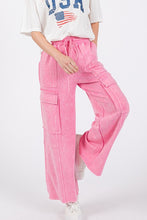 Pink Stretched Mineral Washed Cargo Pants