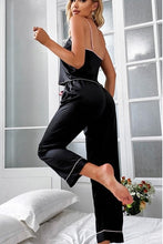 Black Ice Silk Suspender Trousers Pajamas