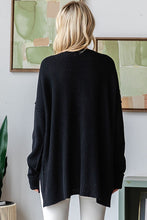 Black V Neck Drop Shoulder Loose Fit Knitted Sweater