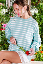 Mint Balloon Long Sleeve Striped Sweater Top