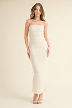 Cream Textured Ruffle Hem Maxi Dress