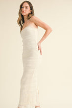 Cream Textured Ruffle Hem Maxi Dress