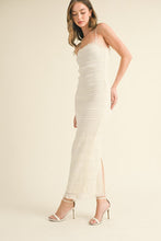 Cream Textured Ruffle Hem Maxi Dress