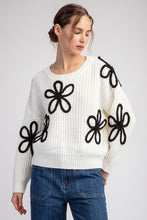 Off White Flower Stitch Long Sleeve Sweater Top