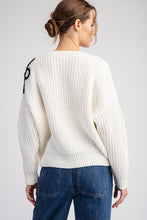 Off White Flower Stitch Long Sleeve Sweater Top