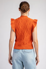 Carrot Ruffle Sleeve Textured Sweater Top