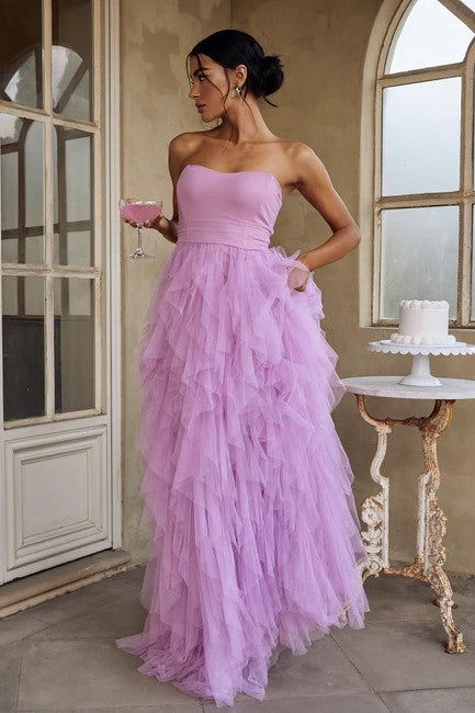 Orchid Strapless Tulle Maxi Dress