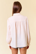 Cream Textured Woven Long Sleeve Button Down Blouse