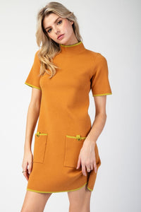 Ginger Mock Neck Mini Sweater Dress