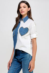 Dark Denim Color Block Shirt