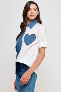 Dark Denim Color Block Shirt