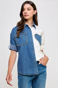 Dark Denim Color Block Shirt