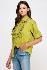 Avocado Flower Detail Button Shirt