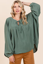 Moss Airflow Tie Detail Balloon Long Sleeve Blouse