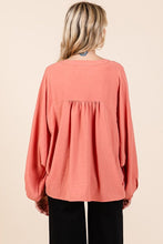 Vintage Coral Airflow Tie Detail Balloon Long Sleeve Blouse