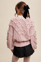 Blush Hand Crochet Tufted Dot Cable Knit Cardigan