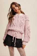 Blush Hand Crochet Tufted Dot Cable Knit Cardigan