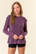 Murberry Soft Hairy Knit Banded Long Sleeve Top