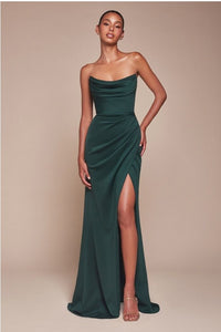 Emerald Strapless Chiffon Gown